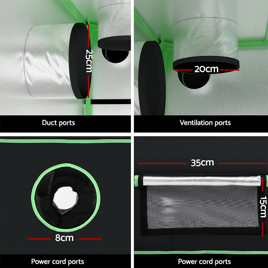 Green Fingers Grow Tent Kits 240x240x200cm Hydroponics Indoor Grow System Black