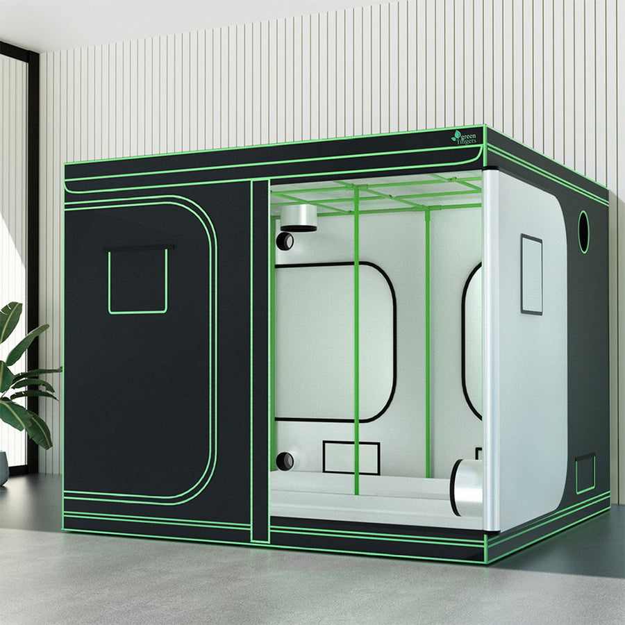 Green Fingers Grow Tent Kits 240x240x200cm Hydroponics Indoor Grow System Black