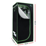 Green Fingers Grow Tent 70x70x160CM 1680D Hydroponics Kit Indoor Plant Room System - Front View