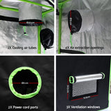 Green Fingers Grow Tent 90x90x180CM Hydroponics Kit Indoor Plant Room System - Side View