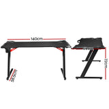 Artiss Gaming Desk Computer Desks LED Light 140CM - Front View