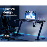 Artiss Gaming Desk Computer Desks LED Light 140CM - Top-Down View
