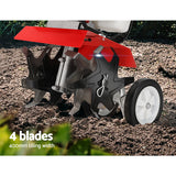 Giantz 63CC Tiller Garden Cultivator Rototiller 4 Blades Soil Plower Rotary Hoe - Top-Down View