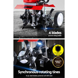 Giantz 88CC Tiller Rototiller Garden Cultivator 4 Blades Soil Power Rotary Hoe - 45-Degree Angle