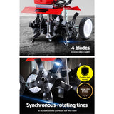 Giantz 65CC Tiller Rototiller Garden Cultivator 4 Blades Soil Power Rotary Hoe - 45-Degree Angle