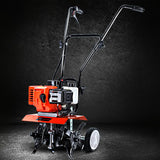 Giantz 65CC Tiller Rototiller Garden Cultivator 4 Blades Soil Power Rotary Hoe - Close-Up Angle