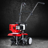 Giantz 65CC Tiller Rototiller Garden Cultivator 4 Blades Soil Power Rotary Hoe - Low Angle