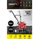 Giantz 65CC Tiller Rototiller Garden Cultivator 6 Blades Soil Power Rotary Hoe - Top-Down View