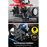 Giantz 65CC Tiller Rototiller Garden Cultivator 6 Blades Soil Power Rotary Hoe