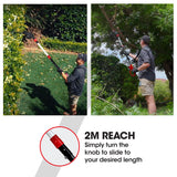 BAUMR-AG 20V SYNC Cordless Pole Saw & Hedge Trimmer Combo, 8 inch Chainsaw Pruner, Telescopic Handle, with Battery and Charger Kit - Top-Down View