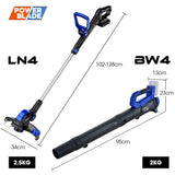 POWERBLADE 20V Leaf Blower & Line Trimmer / Edger Combo, Kit with 4.0Ah Battery & Fast Charger - Rear View