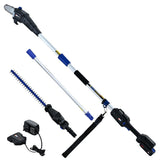 POWERBLADE 20V Cordless Pole Saw & Hedge Trimmer Combo, 8' Chainsaw Pruner & 20' Hedger, Telescopic Handle, Battery and Fast Charger Kit