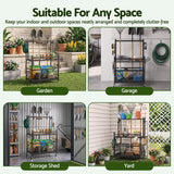 Gardeon Garden Tool Organizer Rack 16 Slots Rolling Garage Storage with Hooks - Top-Down View