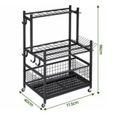 Gardeon Garden Tool Organizer Rack 16 Slots Rolling Garage Storage with Hooks