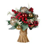 Christabelle Festive Floral Bouquet Tabletop Christmas Decoration - 33cm - Front View