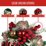 Christabelle Festive Floral Bouquet Tabletop Christmas Decoration - 33cm