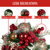 Christabelle Festive Floral Bouquet Tabletop Christmas Decoration - 33cm - 45-Degree Angle