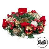 Christabelle Christmas Festive Floral Centrepiece with Glass Candle Holder - 26cm