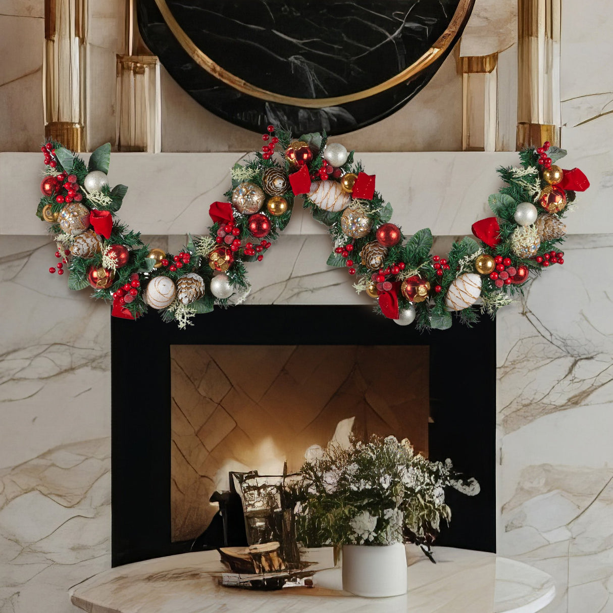 Christabelle Festive Floral Christmas Garland - 185cm