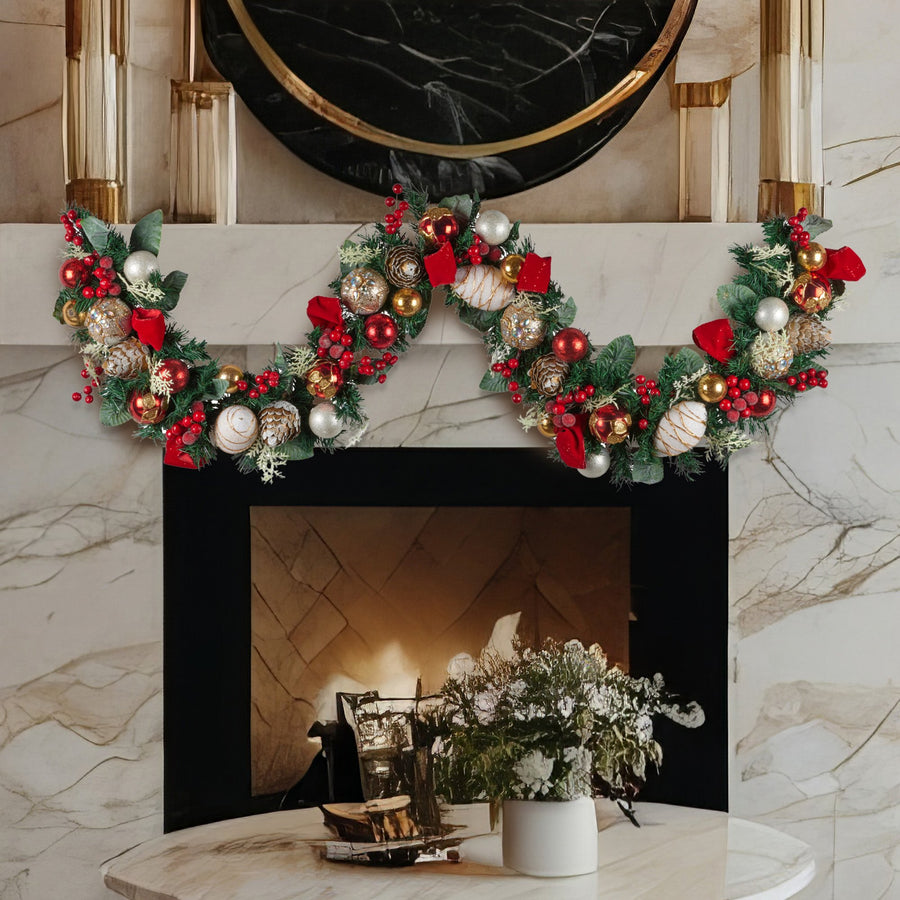 Christabelle Festive Floral Christmas Garland - 185cm