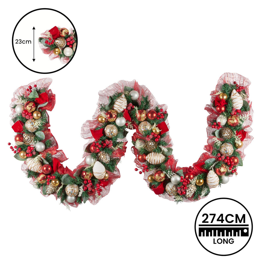 Christabelle 274cm Festive Floral Christmas Garland
