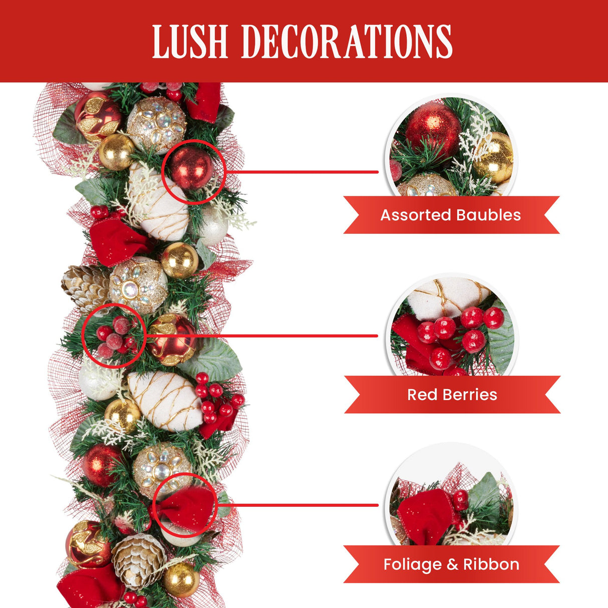 Christabelle 274cm Festive Floral Christmas Garland