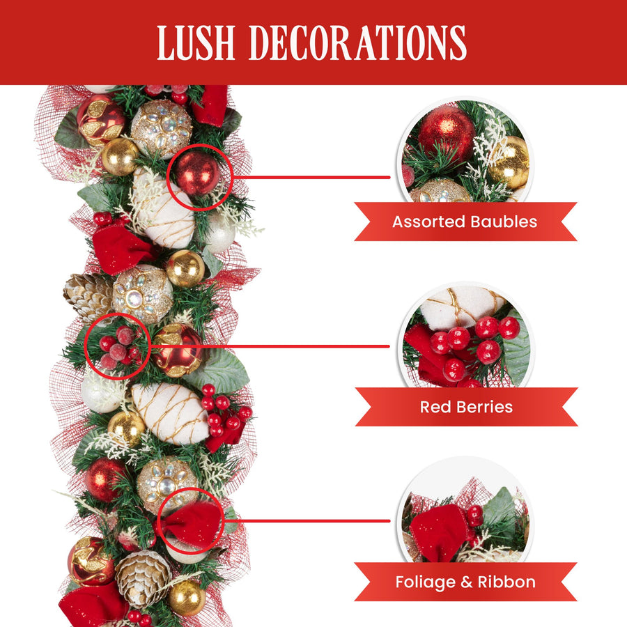 Christabelle 274cm Festive Floral Christmas Garland