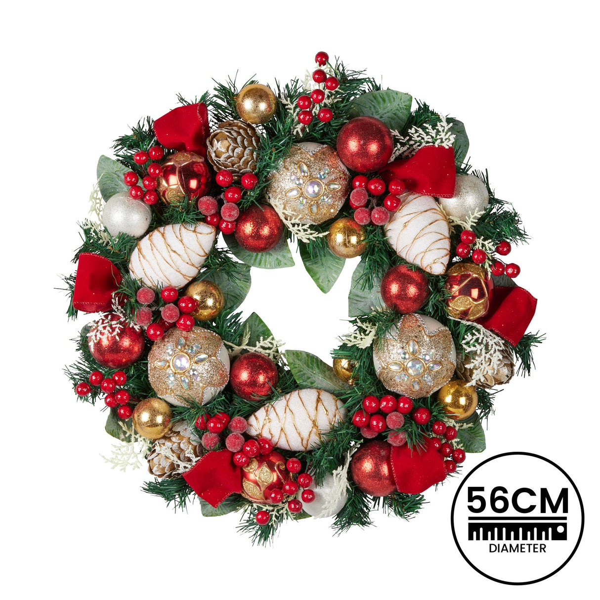Christabelle Festive Floral Christmas Wreath - 56cm