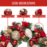 Christabelle Festive Floral Christmas Wreath - 56cm - 45-Degree Angle