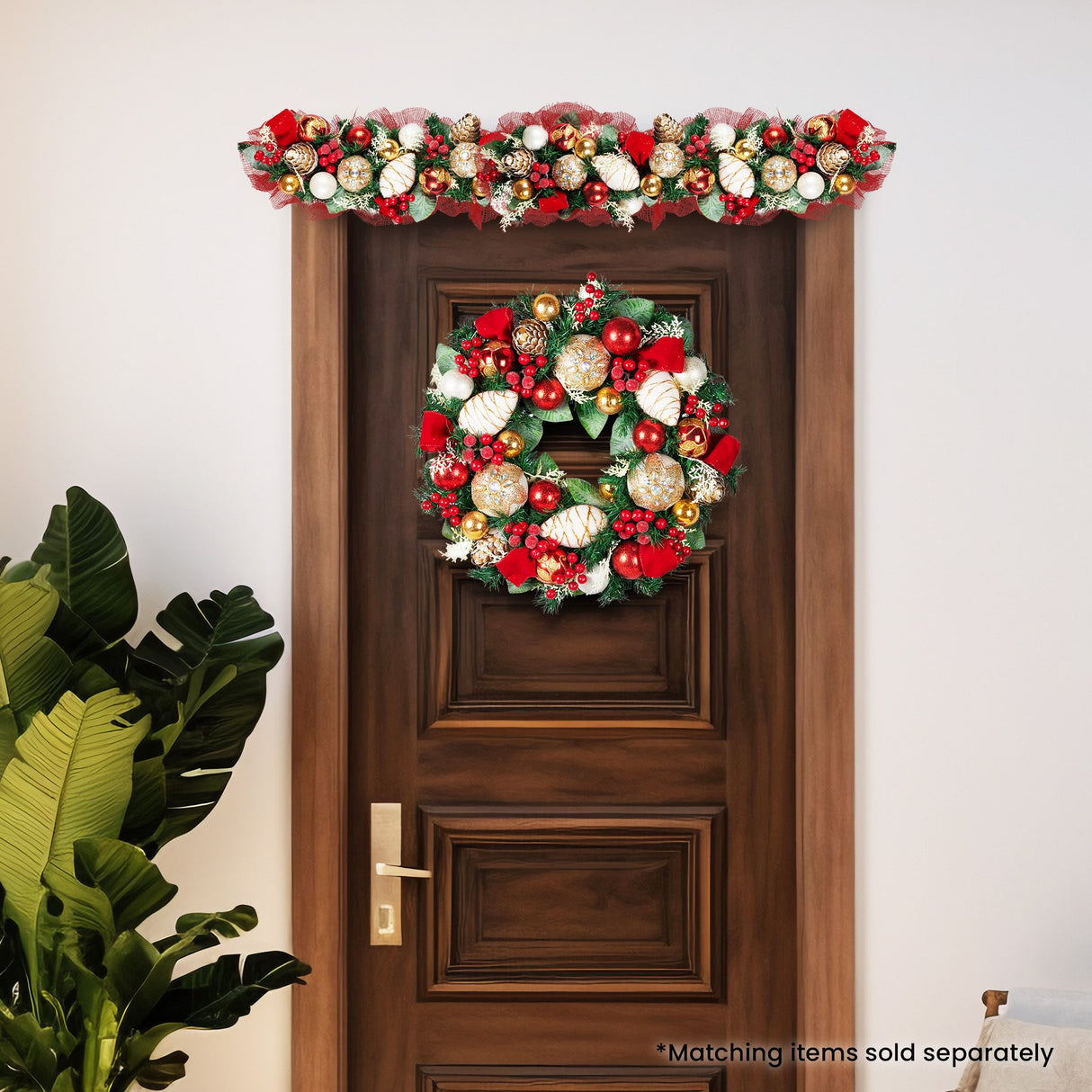 Christabelle Festive Floral Christmas Wreath - 56cm