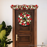Christabelle Festive Floral Christmas Wreath - 56cm - Low Angle