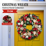 Christabelle Festive Floral Large Christmas Wreath - 71cm - Side View