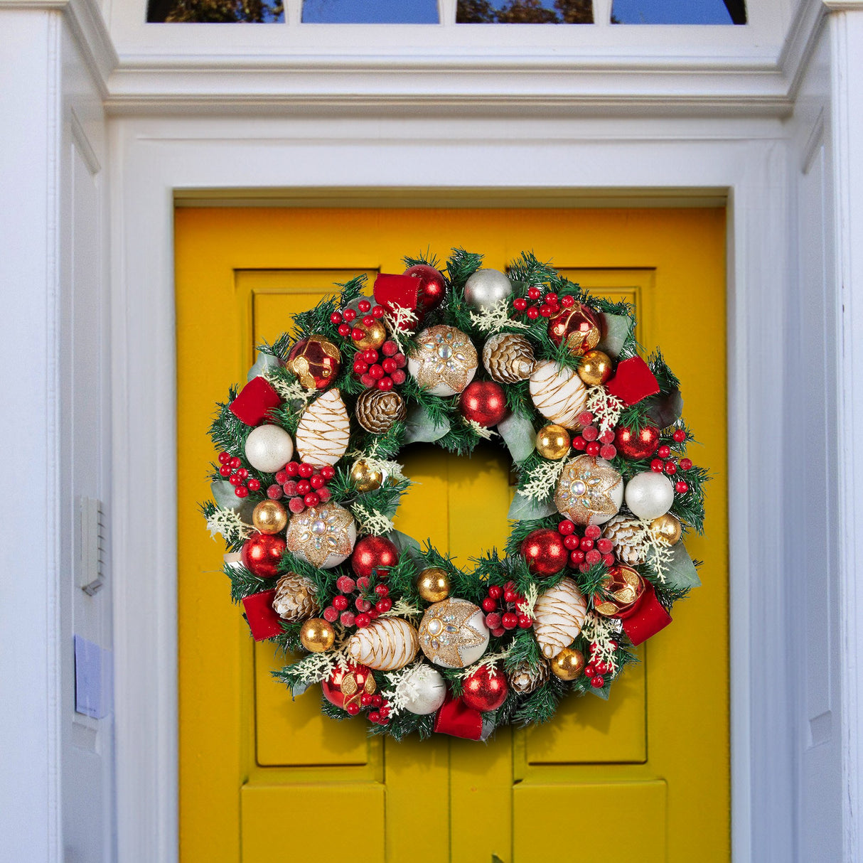 Christabelle Festive Floral Large Christmas Wreath - 71cm