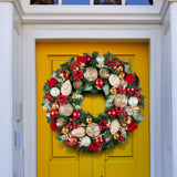 Christabelle Festive Floral Large Christmas Wreath - 71cm - Rear View