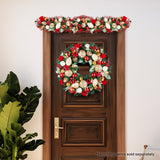 Christabelle Festive Floral Large Christmas Wreath - 71cm - Low Angle