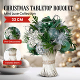 Christabelle Mint Luxe Bouquet Tabletop Christmas Decoration - 33cm - Side View