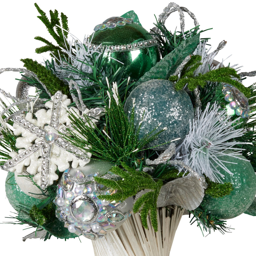 Christabelle Mint Luxe Bouquet Tabletop Christmas Decoration - 33cm