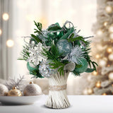 Christabelle Mint Luxe Bouquet Tabletop Christmas Decoration - 33cm - Rear View