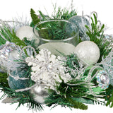 Christabelle Christmas Mint Luxe Centrepiece with Hurricane Glass - 26cm
