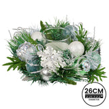 Christabelle Christmas Mint Luxe Centrepiece with Hurricane Glass - 26cm - Top-Down View