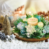 Christabelle Christmas Mint Luxe Centrepiece with Hurricane Glass - 26cm - Rear View