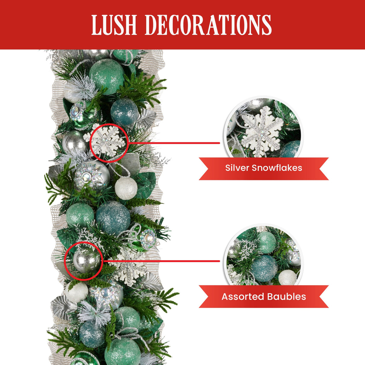 Christabelle Mint Luxe Christmas Garland - 274cm