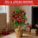 Christabelle 36cm Christmas Tabletop Topiary with Berries Baubles & Pine Cones - Rear View