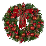 Christabelle 71cm Christmas Wreath Festive Door Decor Red Berries & Pine Cones