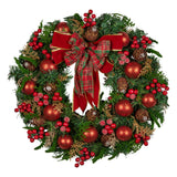 Christabelle 71cm Christmas Wreath Festive Door Decor Red Berries & Pine Cones