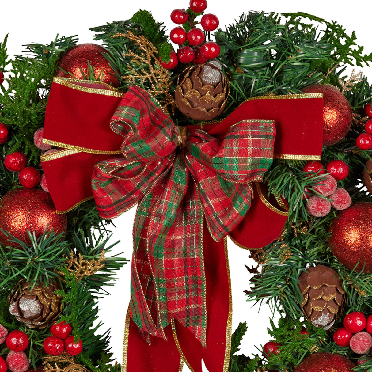 Christabelle 71cm Christmas Wreath Festive Door Decor Red Berries & Pine Cones