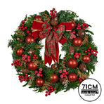 Christabelle 71cm Christmas Wreath Festive Door Decor Red Berries & Pine Cones
