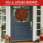 Christabelle 71cm Christmas Wreath Festive Door Decor Red Berries & Pine Cones