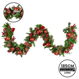 Christabelle 185cm Christmas Garland Lush Green Decor Red Berries & Pine Cones