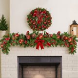 Christabelle 185cm Christmas Garland Lush Green Decor Red Berries & Pine Cones